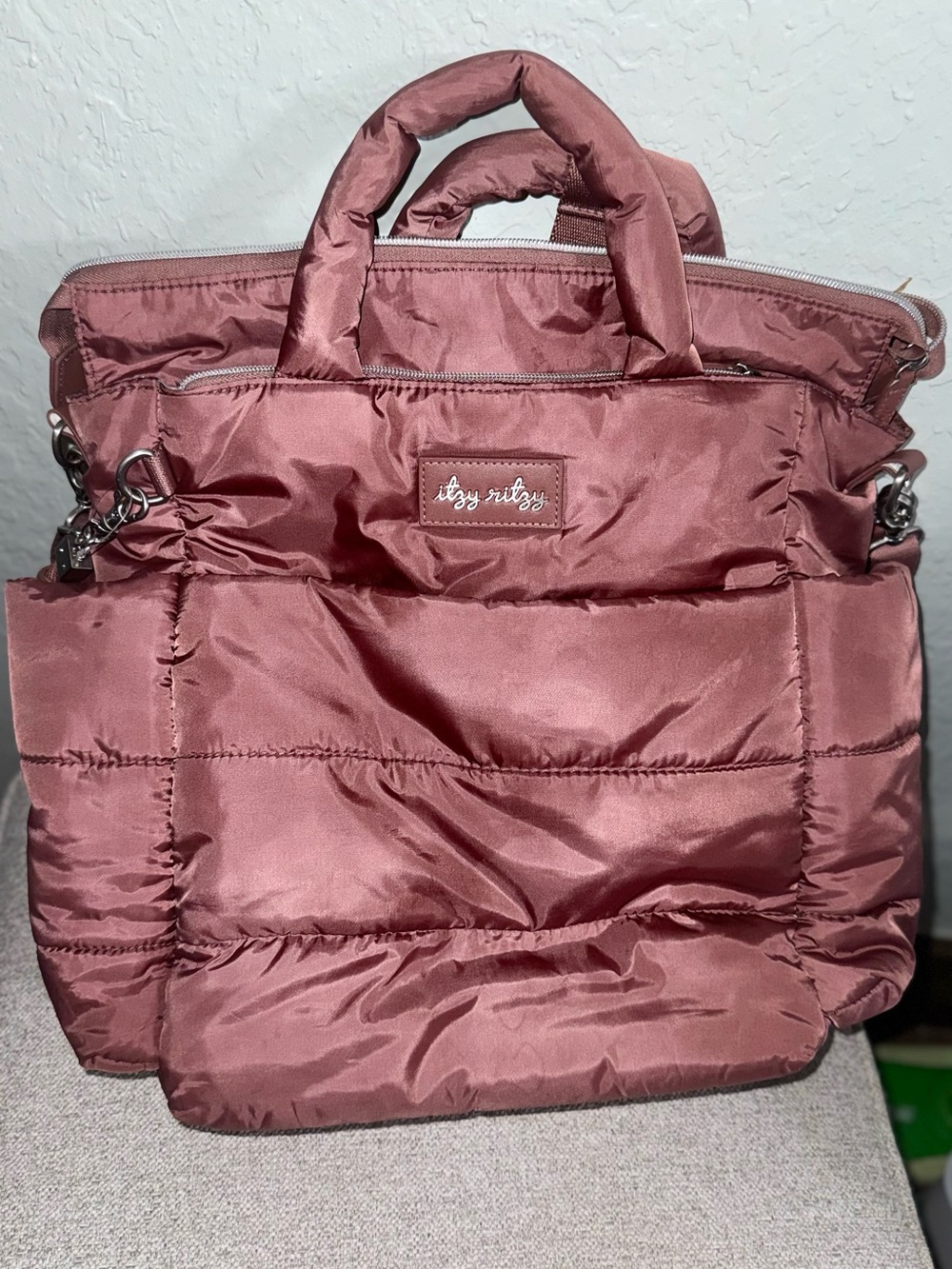 Itzy Ritzy Quilted Tote in Dusty Rose